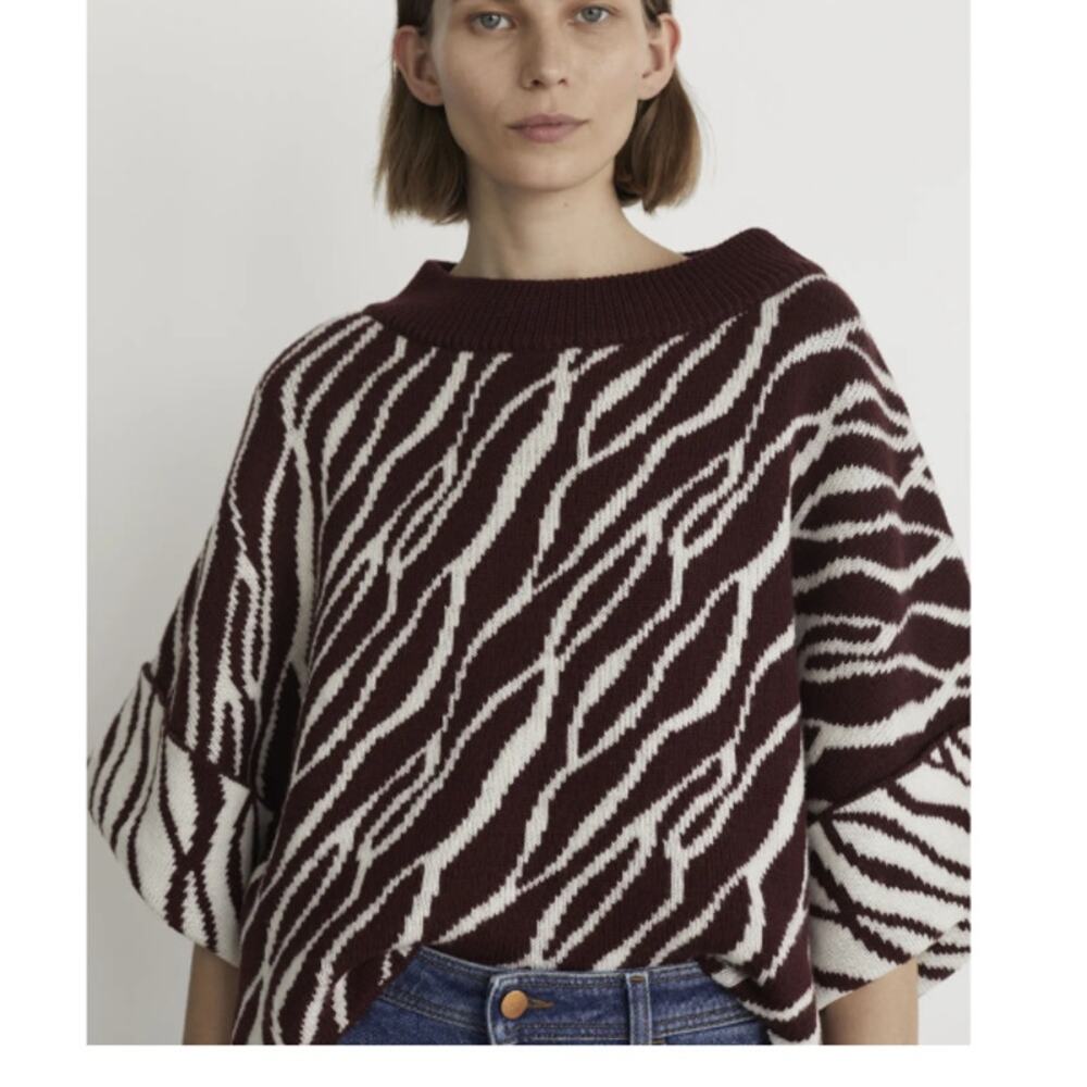 RODEBJER NEW NOUHAILA SWEATER cropped WIDE SLEEVE merino wool Wild Saffron